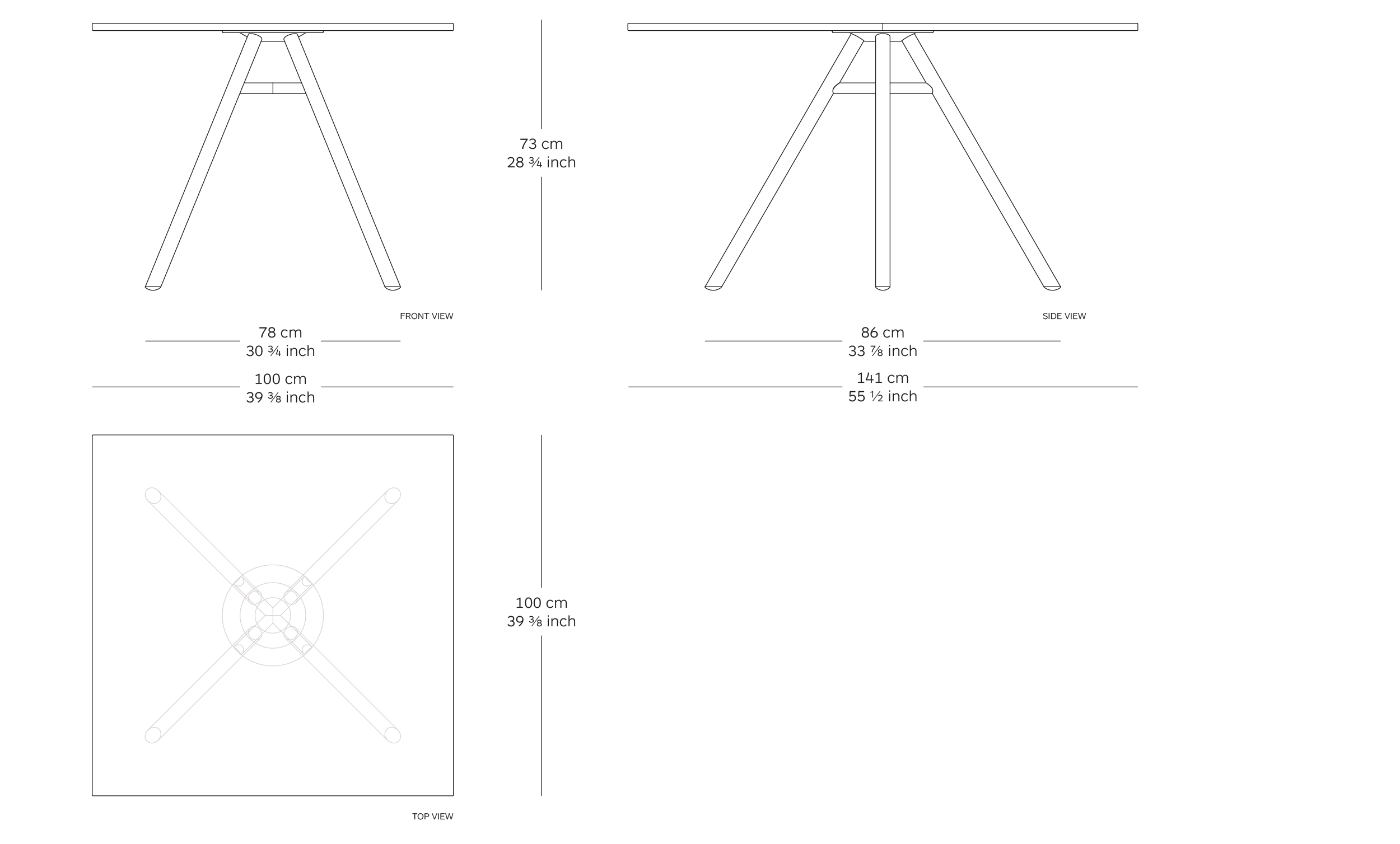 Square MART table dimensions