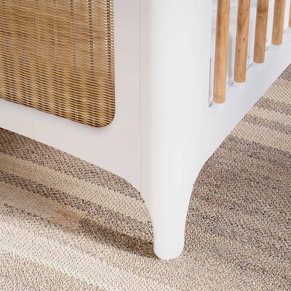 Close-up of a NEREIDES LIT Bed 70X140 - Neige on a textured beige carpet