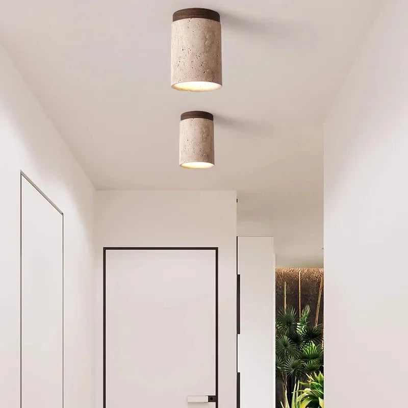 Modern Stone Travertine Ceiling Lamps Interior 1