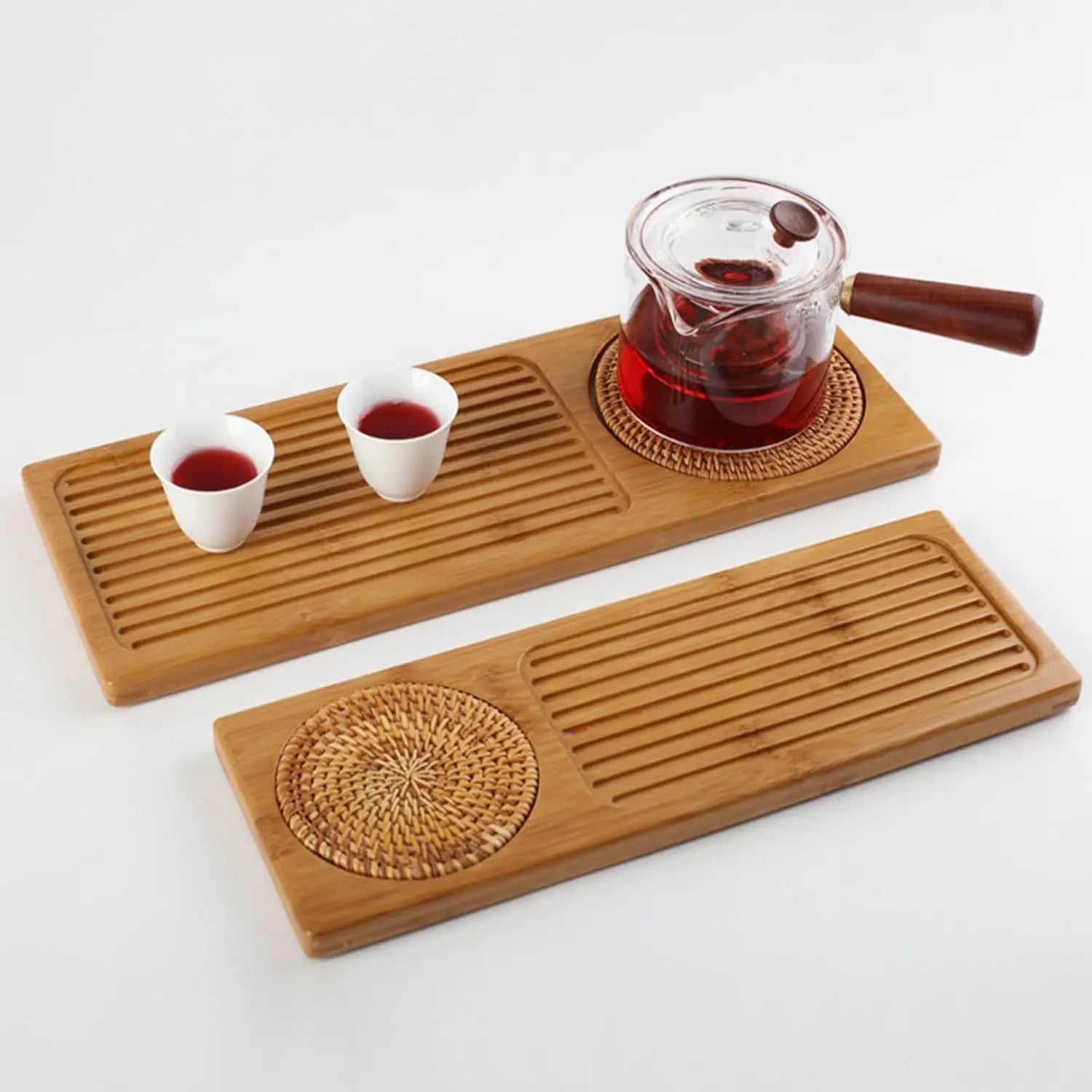Plateau à thé chinois en bois de bambou