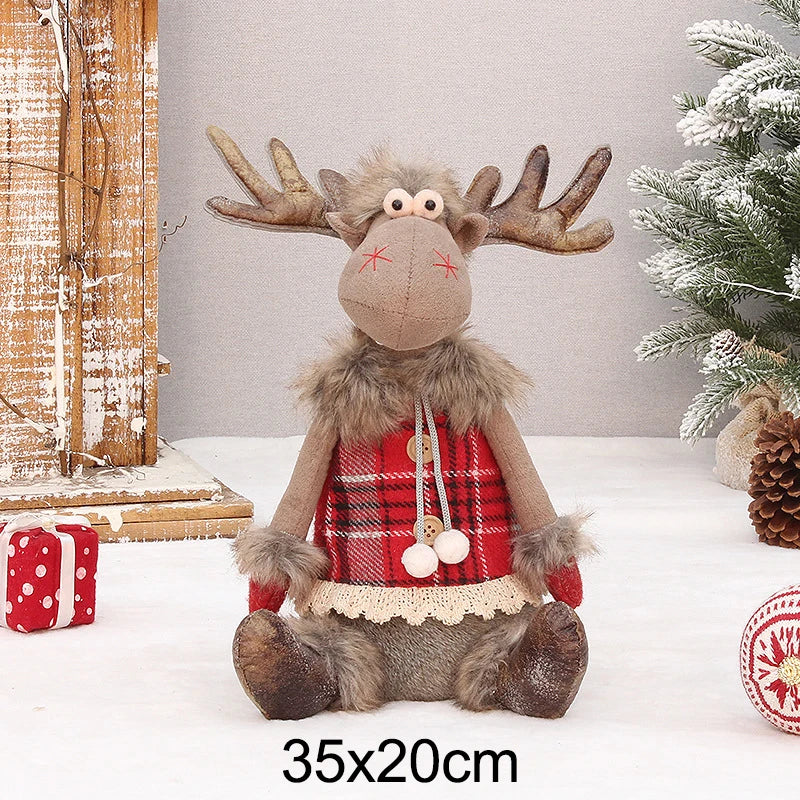 Grande poupée de Noël en peluche en forme de renne