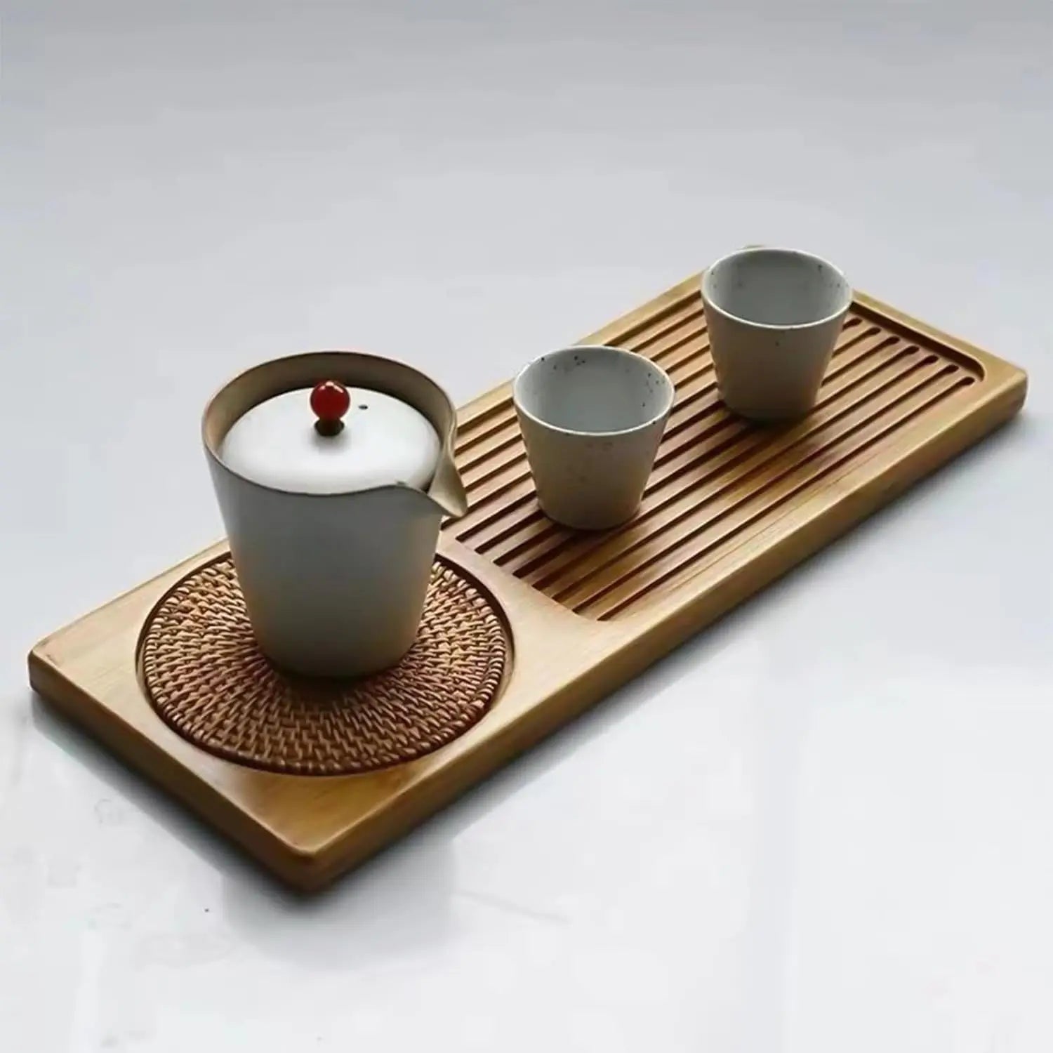 Plateau à thé chinois en bois de bambou