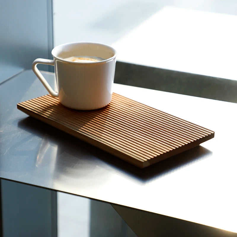Plateau à thé rectangulaire en bois style japonais
