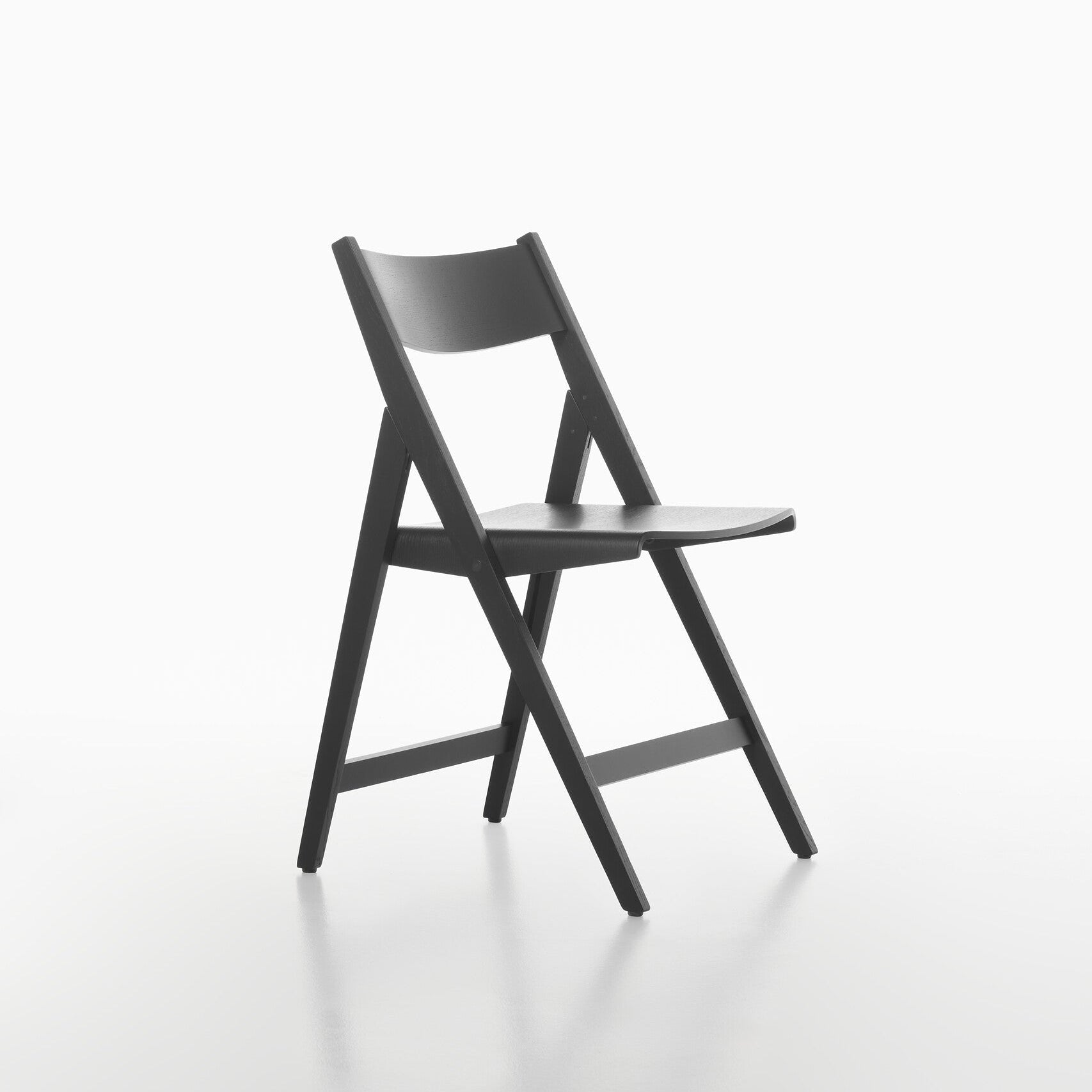 Black THEO folding chair on a white background