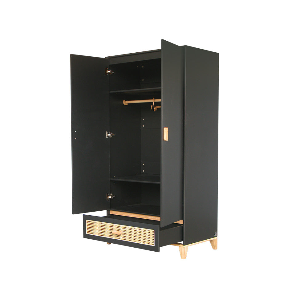 NAMI Wardrobe Rattan Black Open