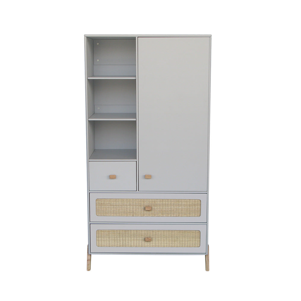 MARELIA Wardrobe Rattan Light Grey