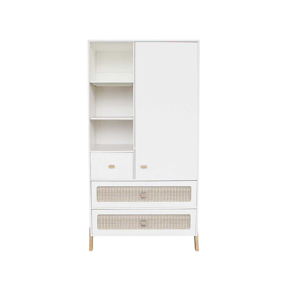 MARELIA Wardrobe Rattan White