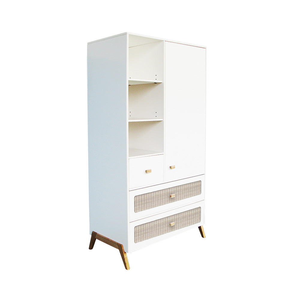 MARELIA Wardrobe Rattan White