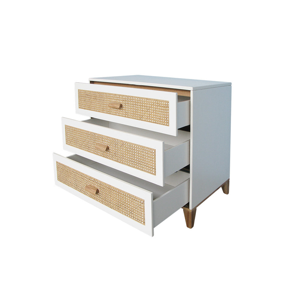 NAMI Rattan Chest of Drawers White Opened Drawers