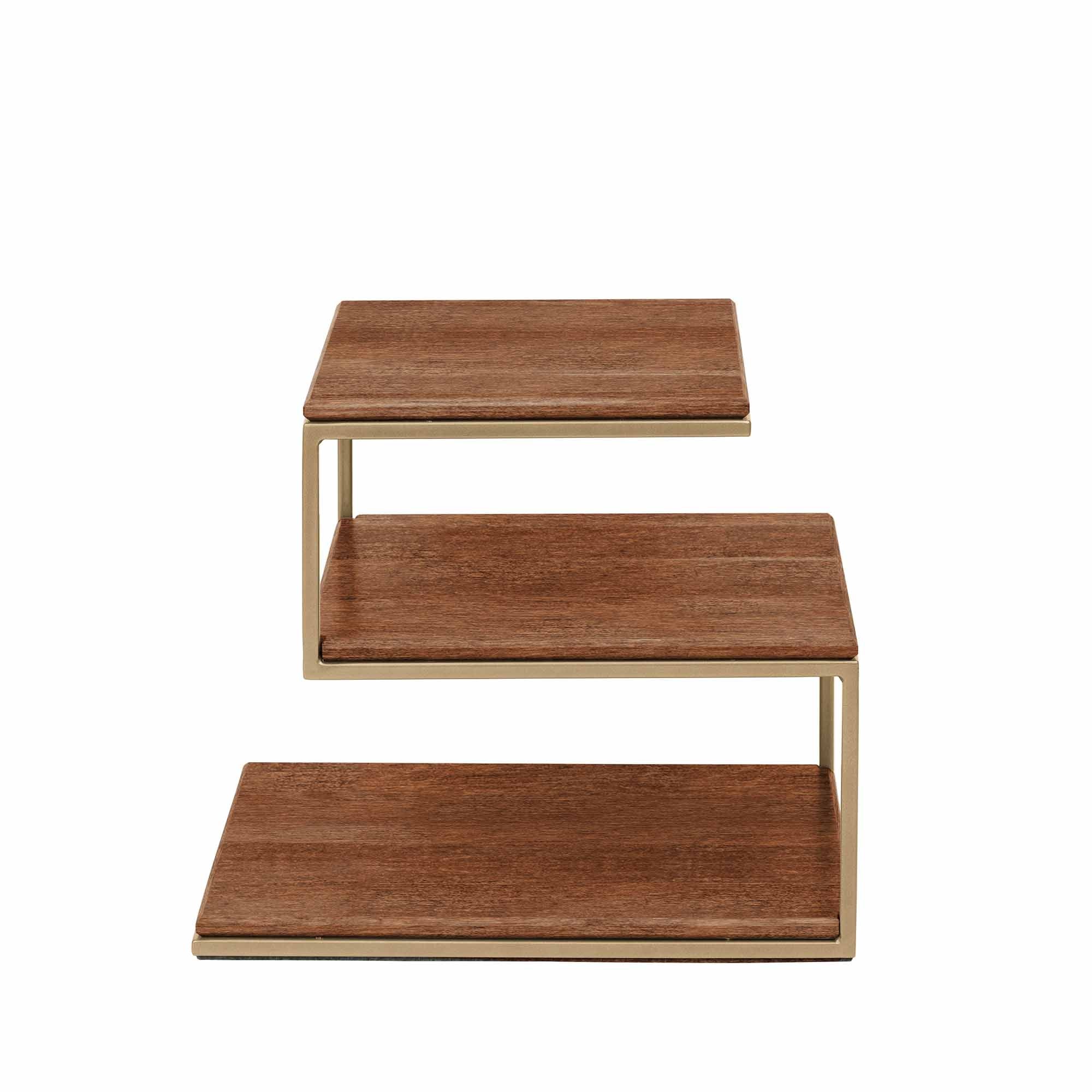 Table à étages CUBE, bois de hêtre, couleur noyer