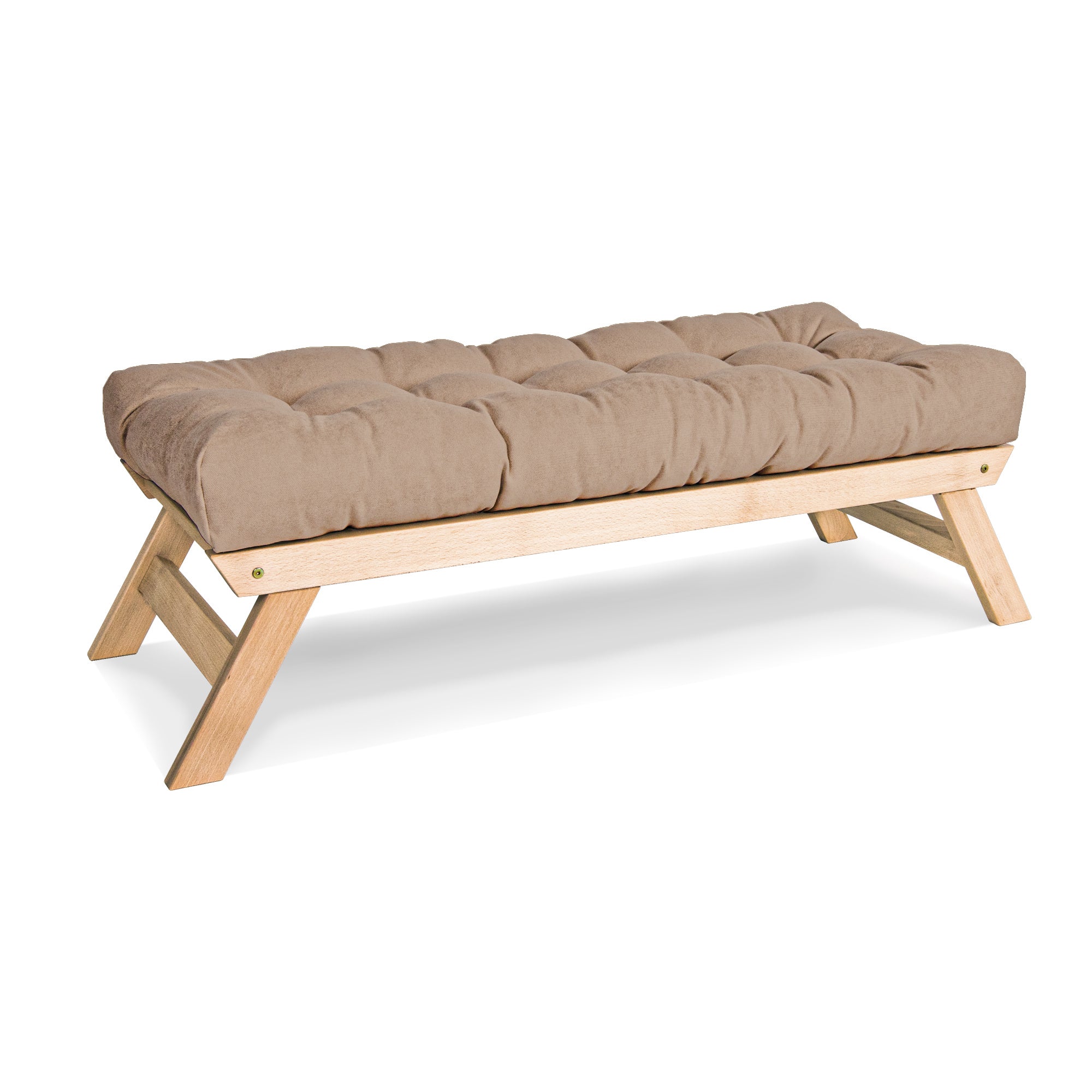 ALLEGRO Banc Rembourré Beige & Graphite, Bois De Hêtre