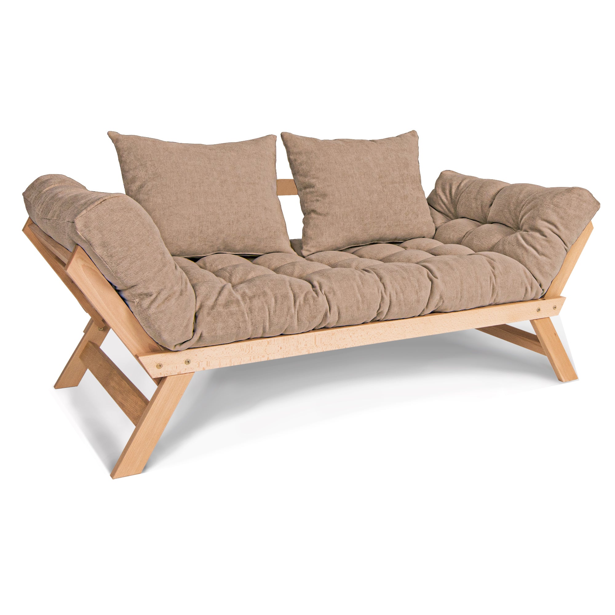 ALLEGRO Folding Sofa Bed, Beech Wood Frame, Natural Colour upholstery colour  beige