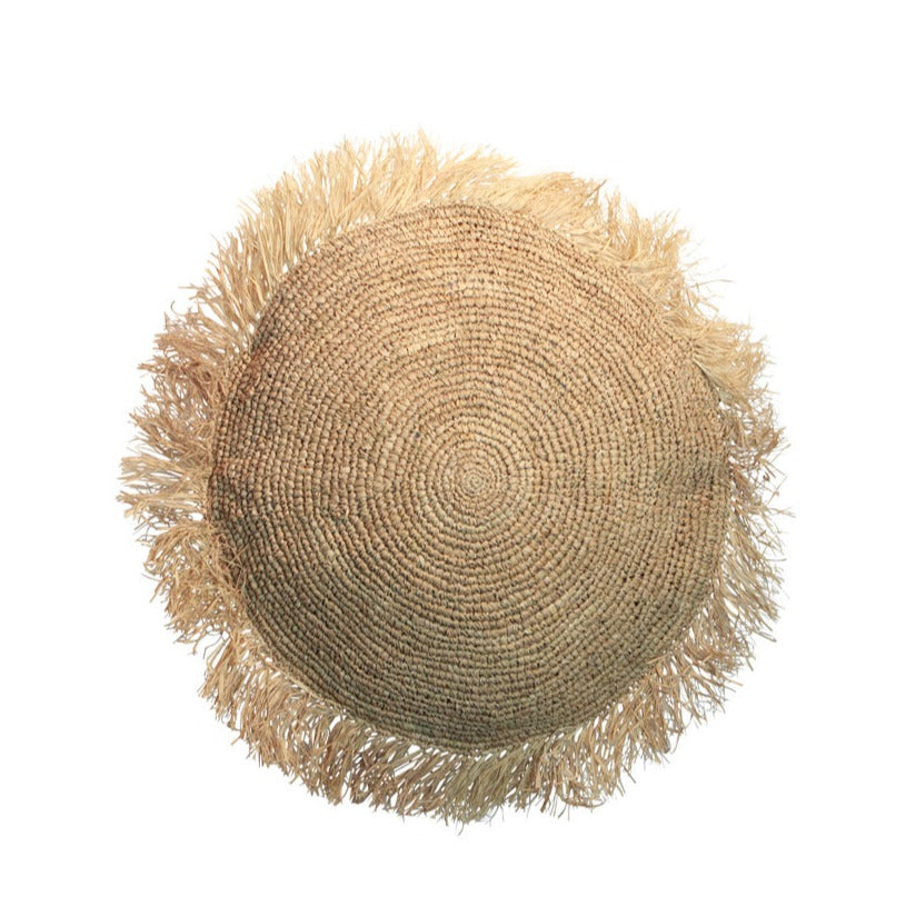 THE RAFFIA Round Cushion Cover large natural front view