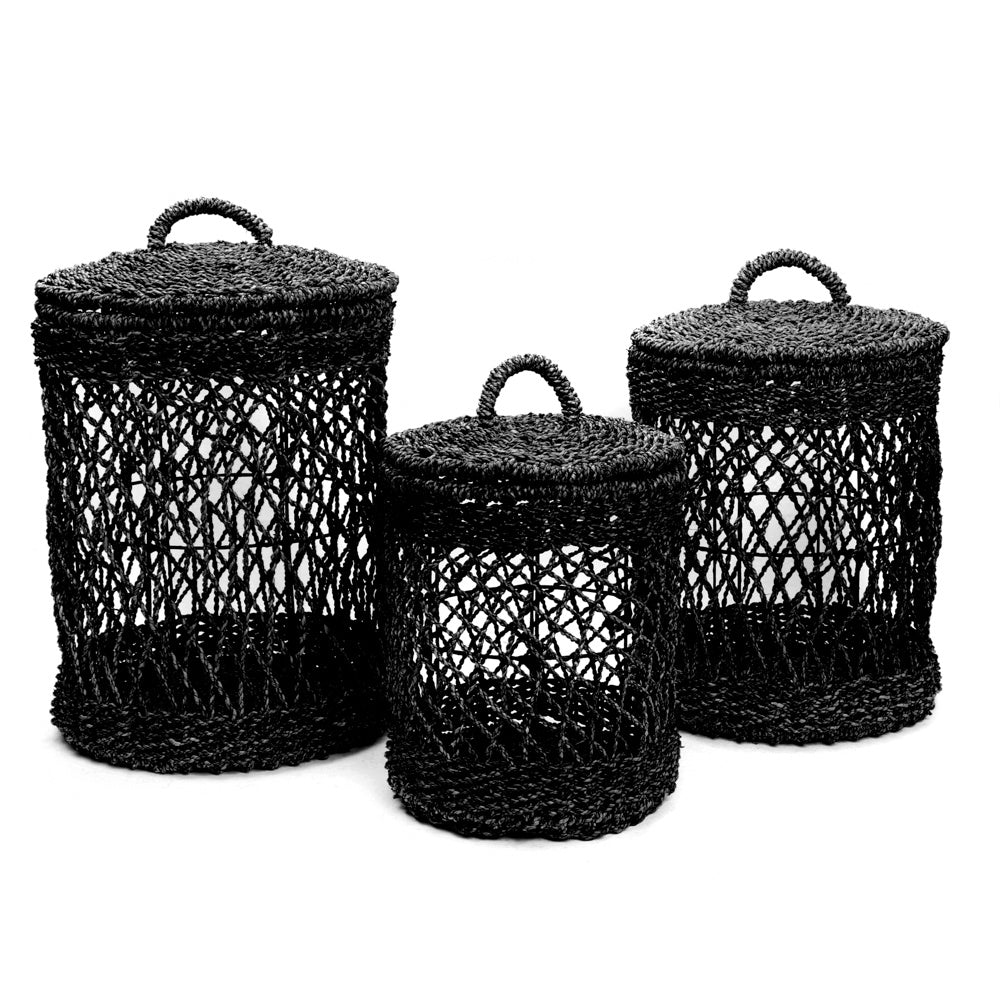 THE LAUNDRY Baskets Natural Fiber front view set