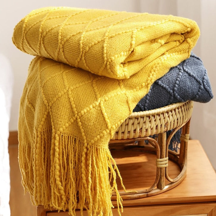 Soft Weighted Blanket For Bed yellow and blue