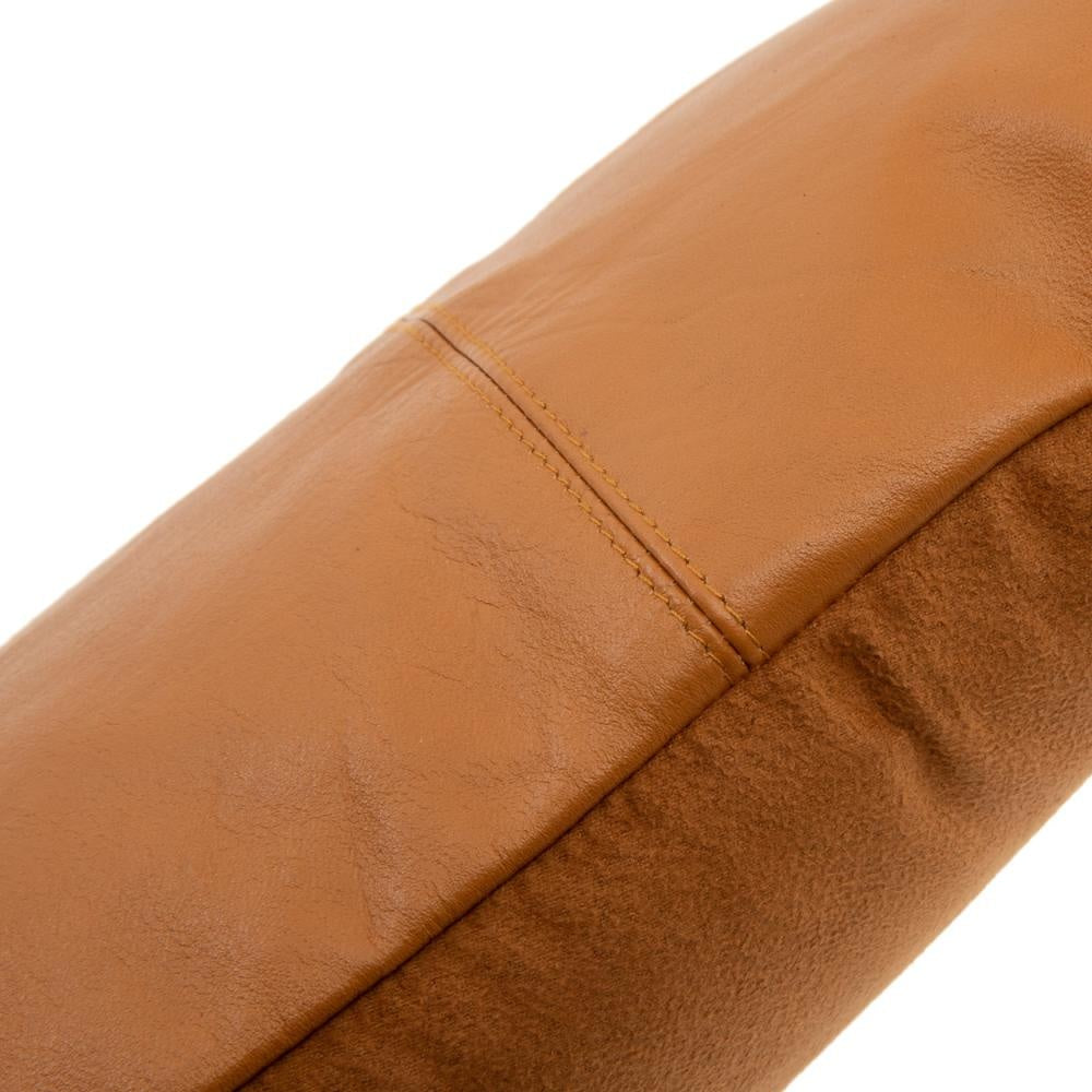 THE SIX PANEL Leather Cushion Cover Camel 30x50 macro view