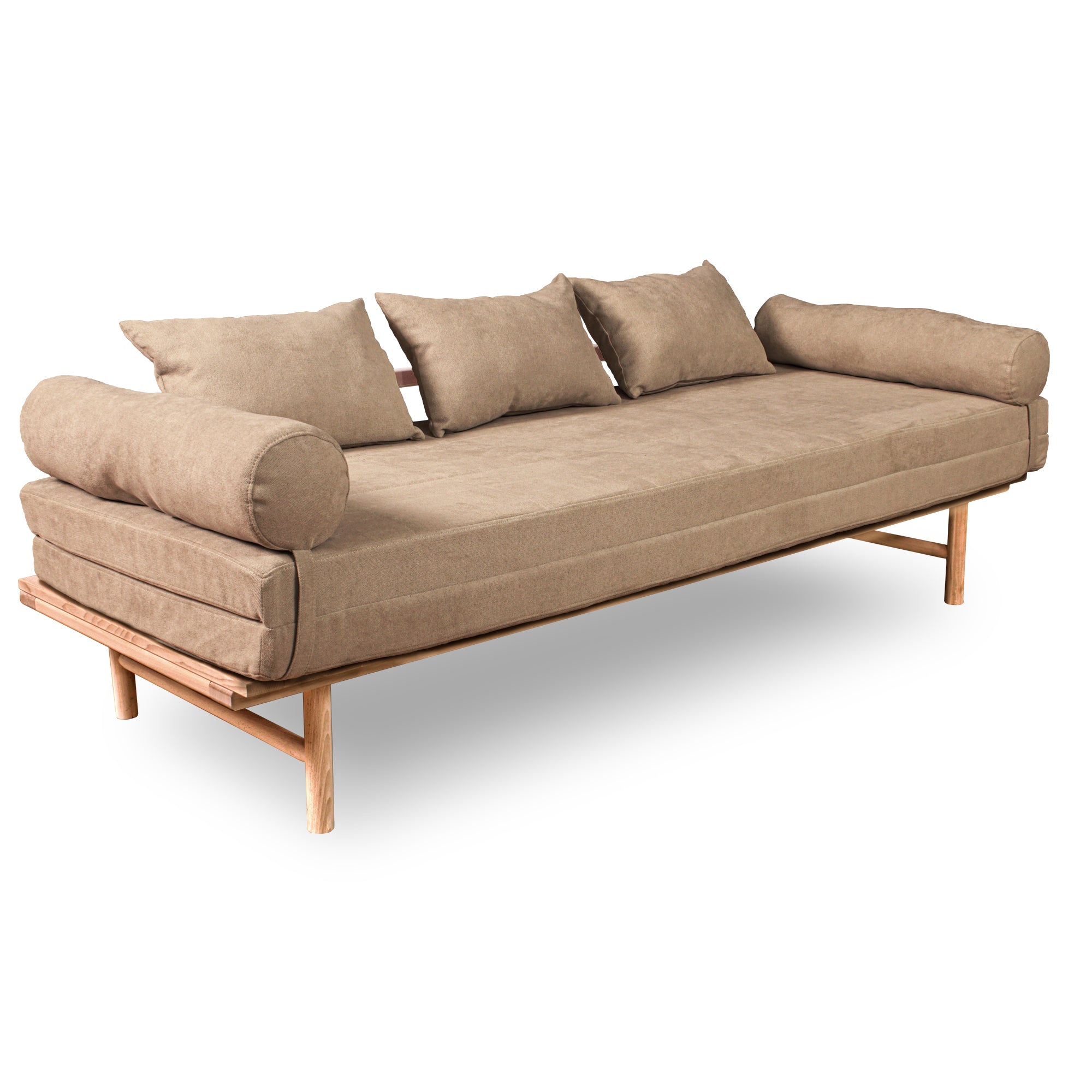 Le MAR Folding Daybed, Beech Wood Frame, Natural Colour-upholstery beige