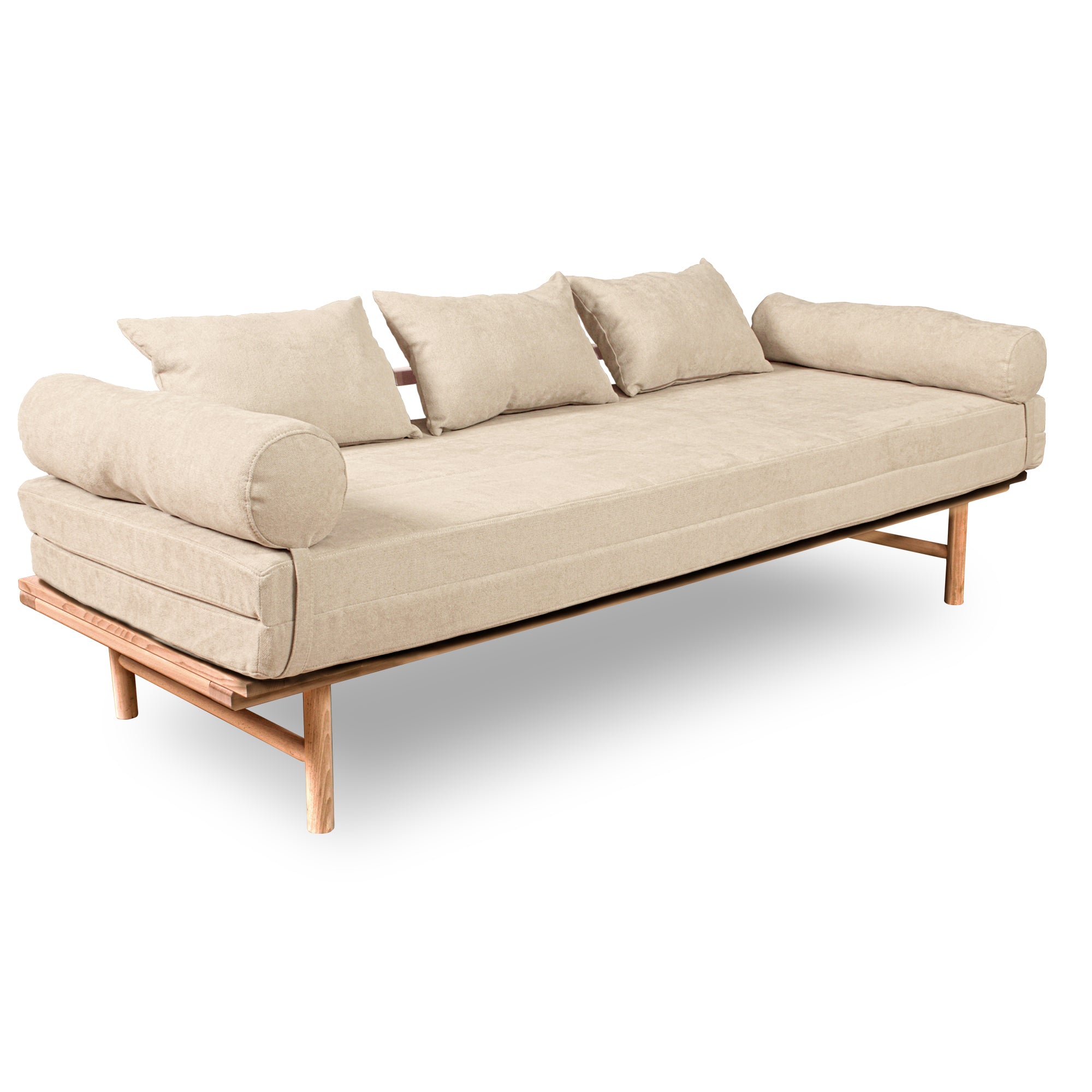 Le MAR Folding Daybed, Beech Wood Frame, Natural Colour-upholstery creamy