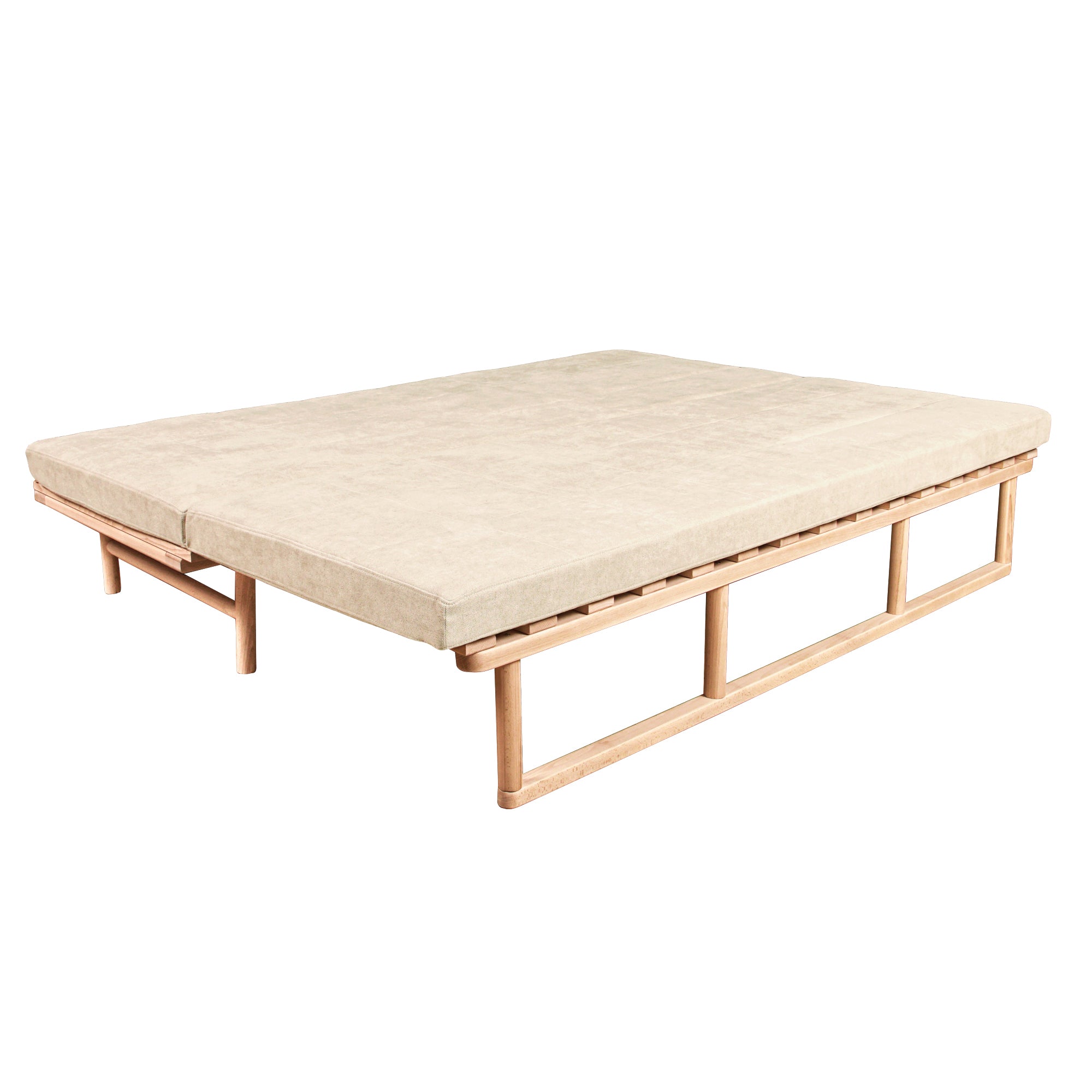 Le MAR Folding Daybed, Beech Wood Frame, Natural Colour-upholstery creamy-folded view