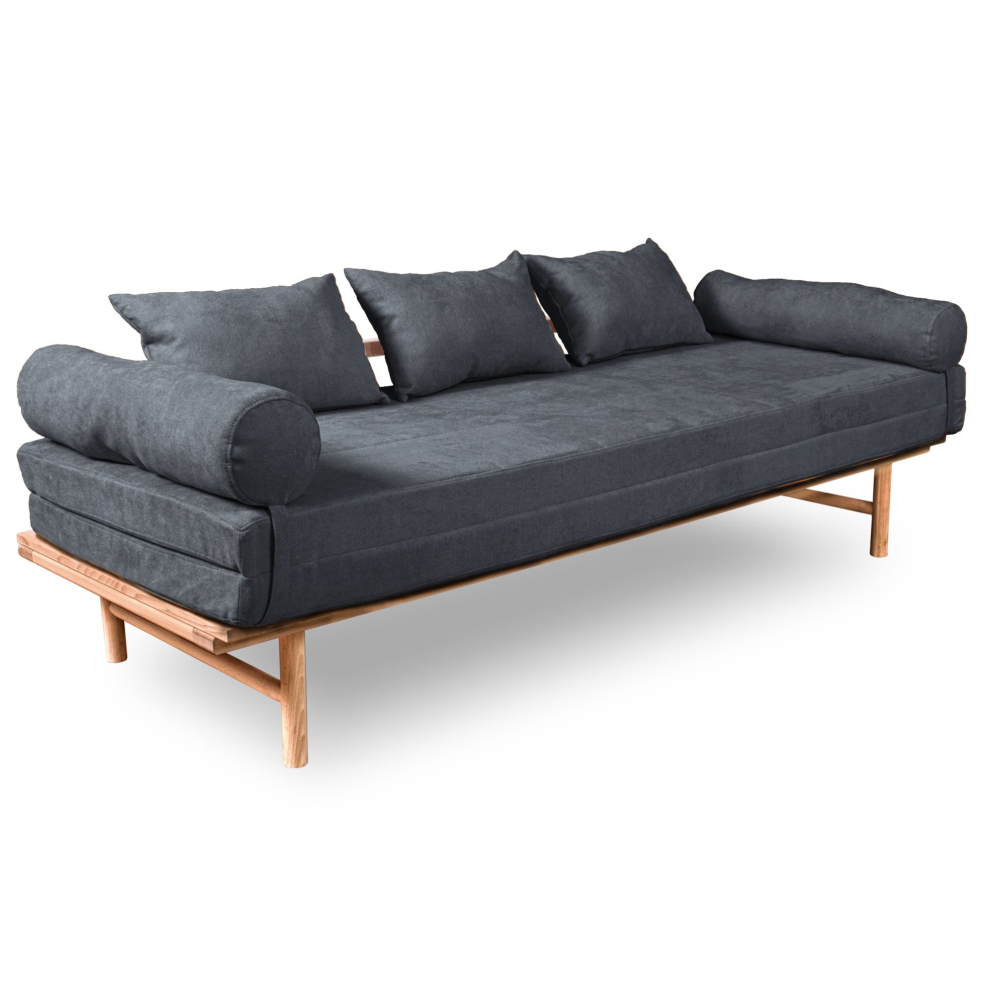 Le MAR Folding Daybed, Beech Wood Frame, Natural Colour-upholstery Le MAR Folding Daybed, Beech Wood Frame, Natural Colour-upholstery graphite