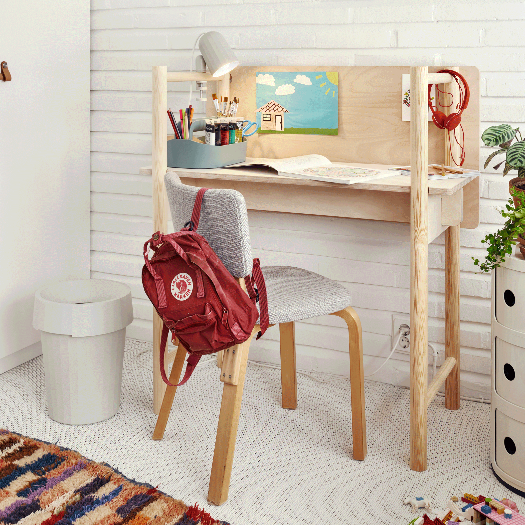 FEM Desk Table Natural Ash Kids Room View