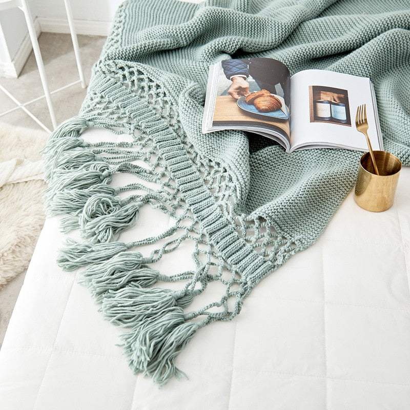 Couvertures pour lits tricotées à la main