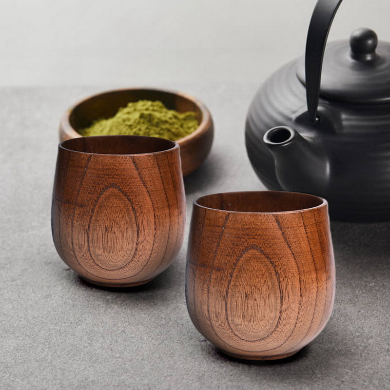 Tasses à thé en bois naturel faites à la main