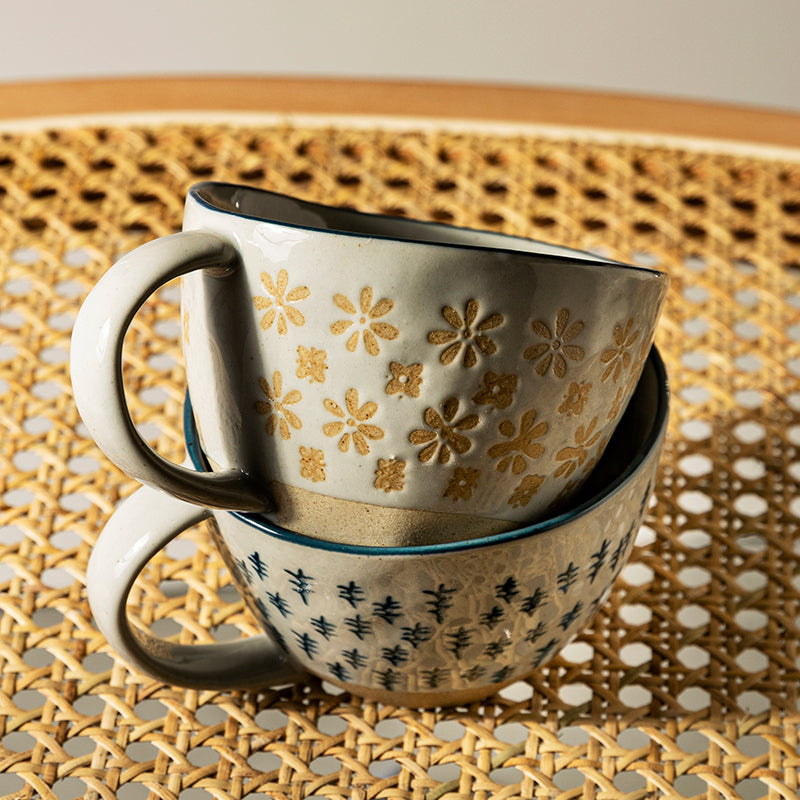 Tasse en céramique japonaise vintage avec poignée