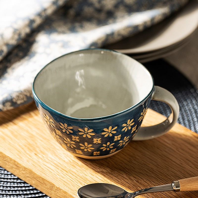 Tasse en céramique japonaise vintage avec poignée