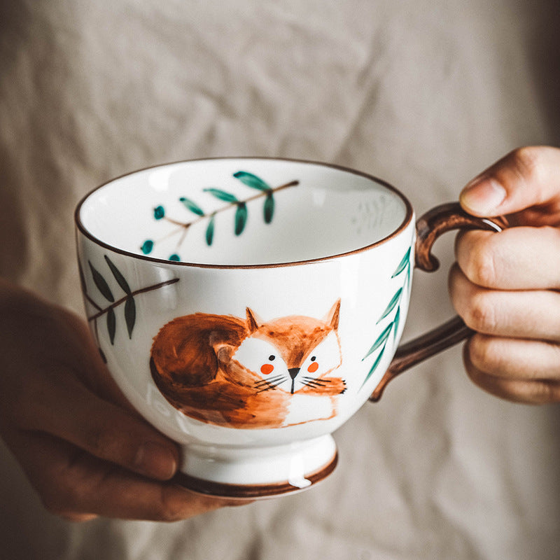 Tasses à café rétro en céramique peintes à la main de style nordique