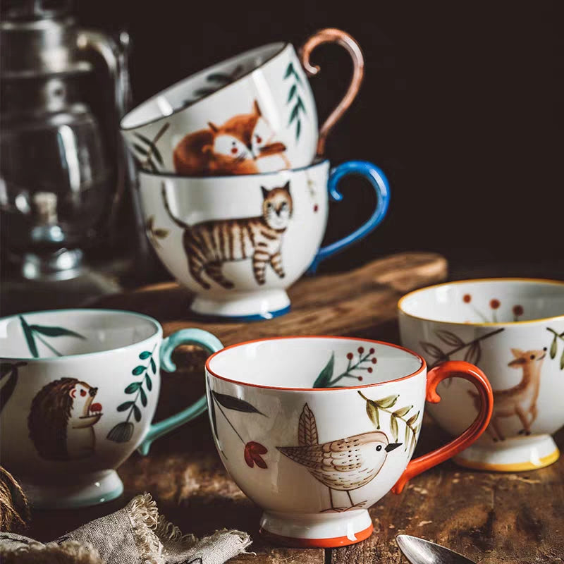 Tasses à café rétro en céramique peintes à la main de style nordique