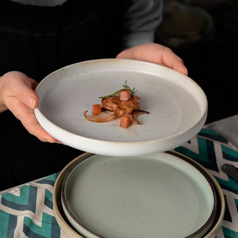 Assiette en poterie grossière rétro à la simplicité japonaise