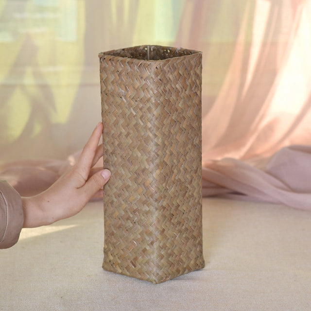 Vase à fleurs en bambou tissé à la main