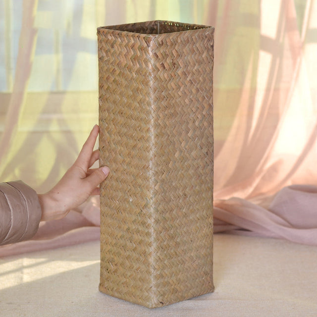 Vase à fleurs en bambou tissé à la main