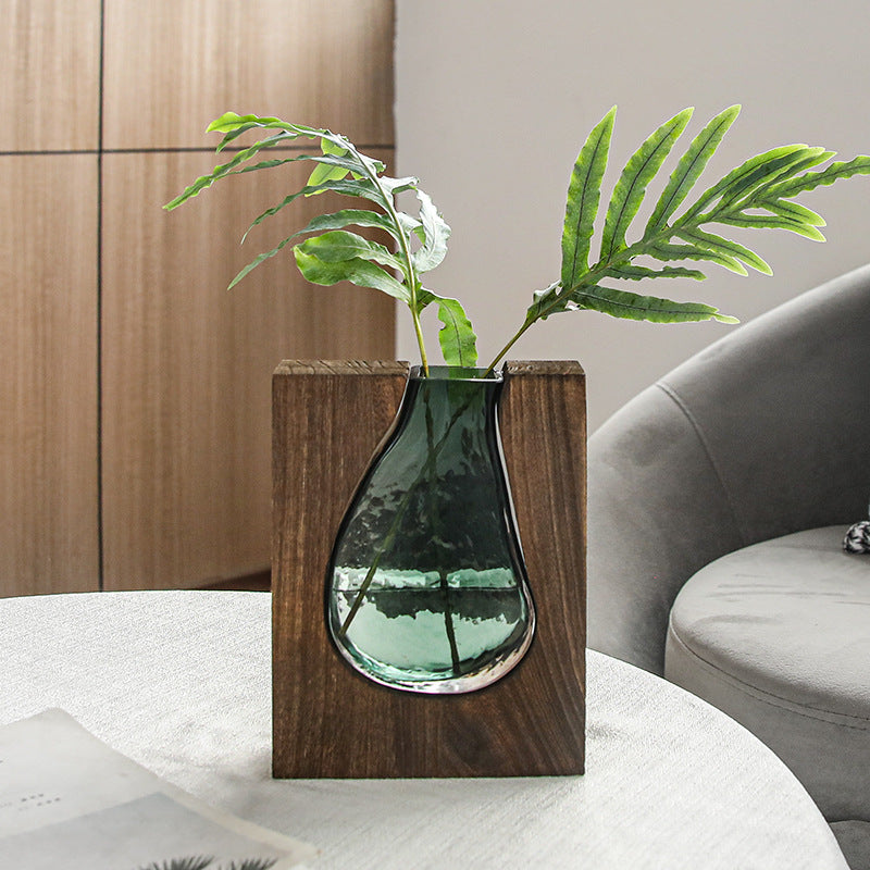 Vase en verre transparent en bois massif Nordic Log