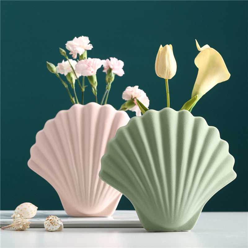Vase coquillage art abstrait en céramique