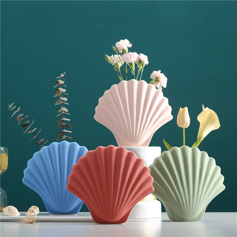 Vase coquillage art abstrait en céramique