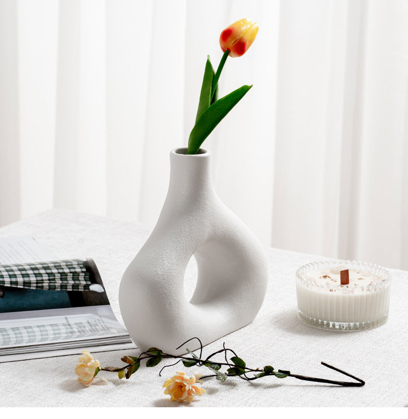 Vase à fleurs nordique en céramique givrée