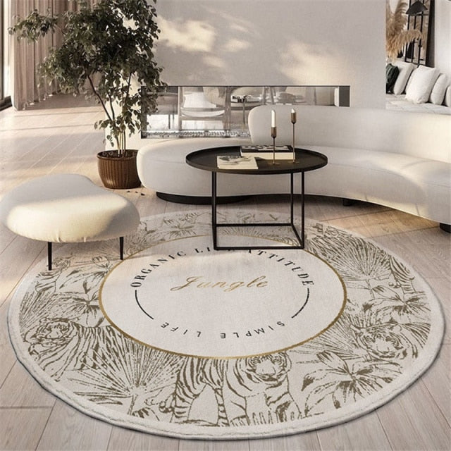 Tapis rond pour salon avec motif floral