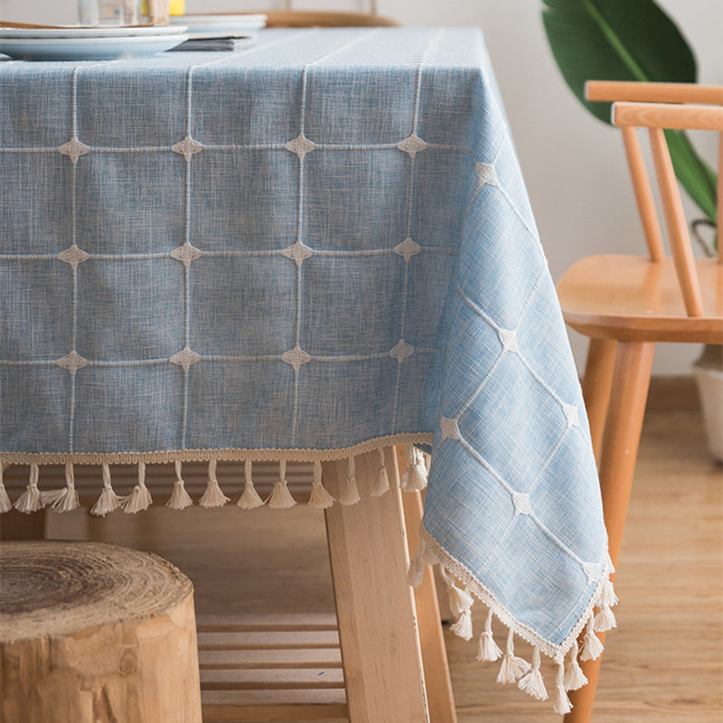 Nappe de table en coton avec broderie rectangulaire style japonais