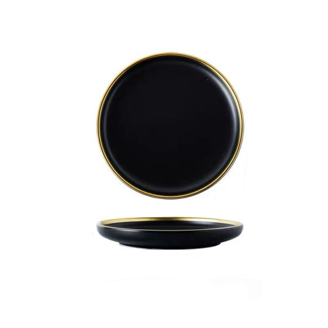 Assiettes plates en porcelaine noire