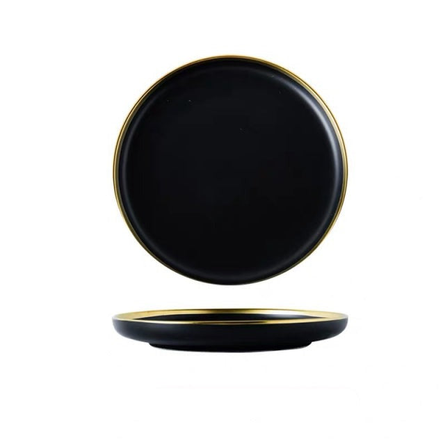 Assiettes plates en porcelaine noire