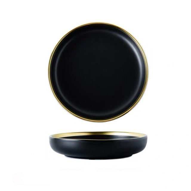 Assiettes plates en porcelaine noire