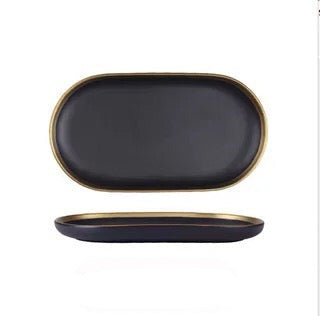 Assiettes plates en porcelaine noire