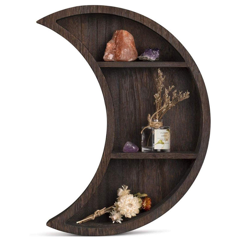 Etagère Lune en Bois pour Cristaux