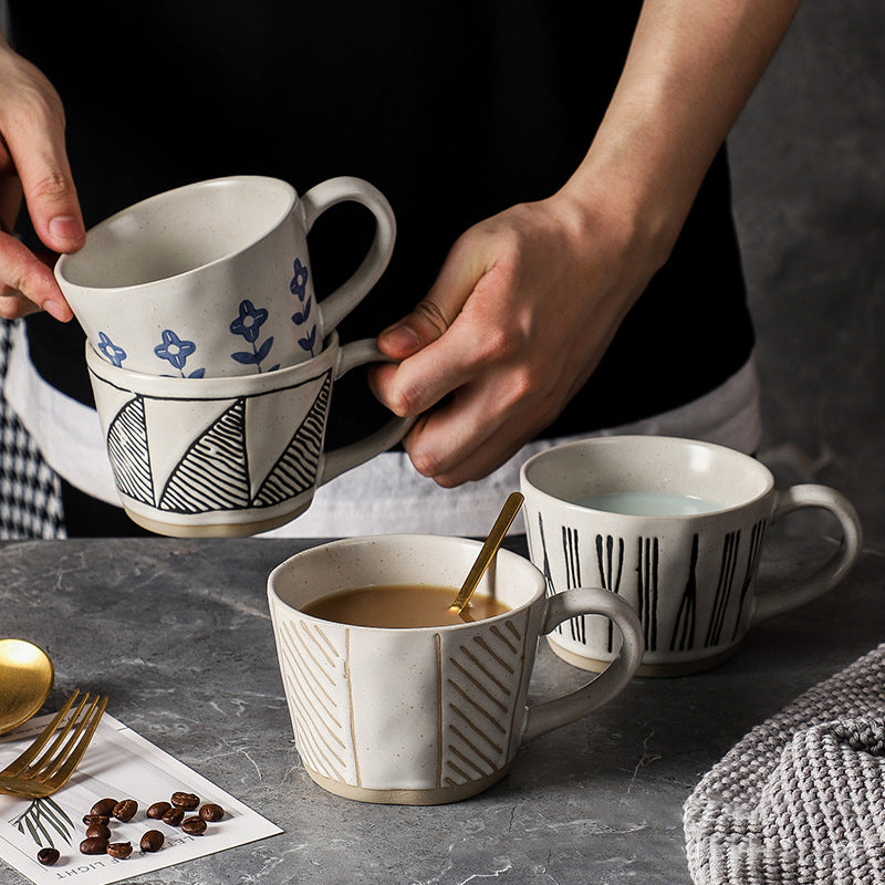 Tasses à café créatives en céramique peintes à la main