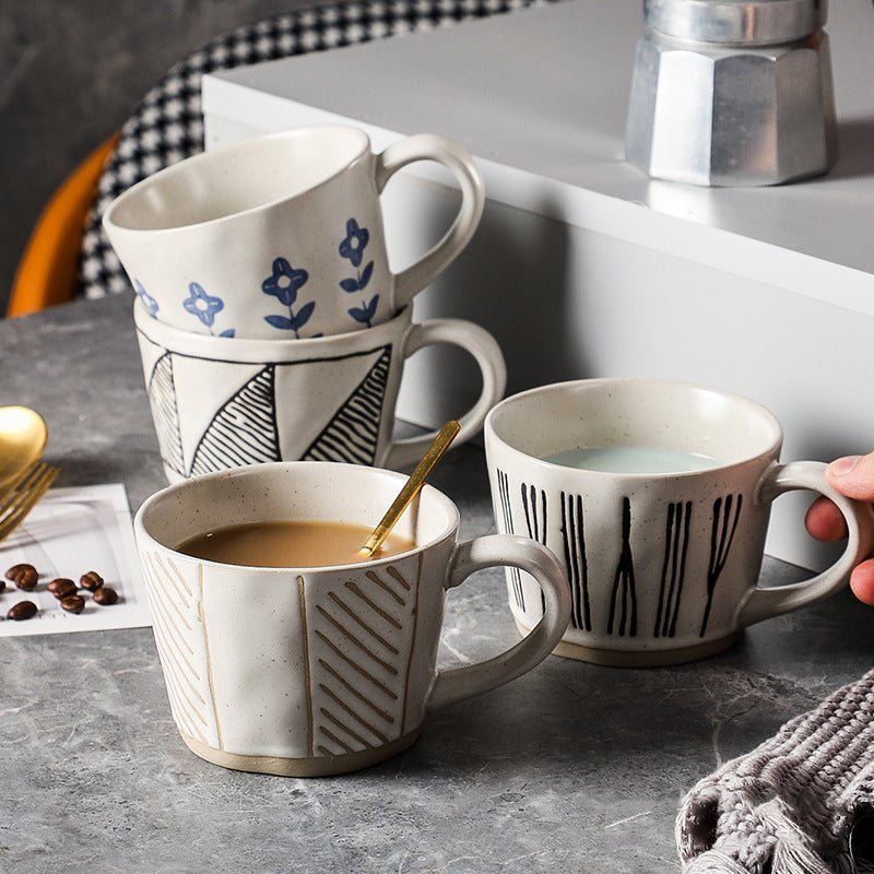 Tasses à café créatives en céramique peintes à la main