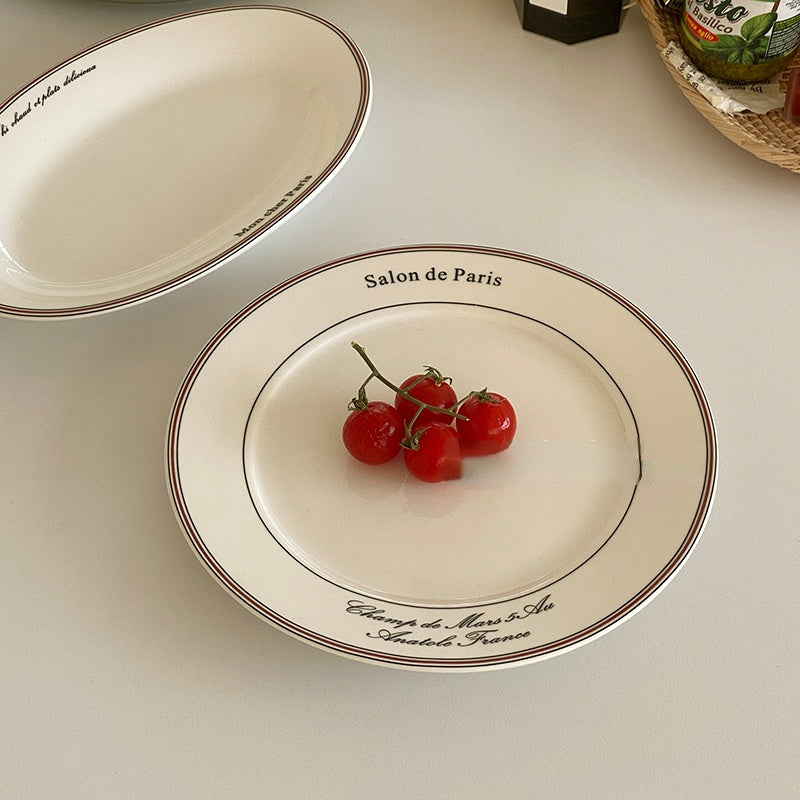 Assiettes à déjeuner ovales et rondes en céramique